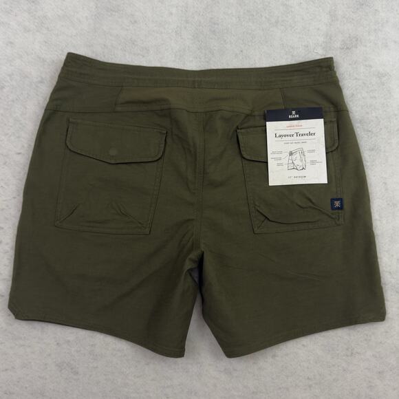 Huckberry Roark Layover Travel Shorts Mens 36 Green Everyday Stretch Hiking - Picture 11 of 13